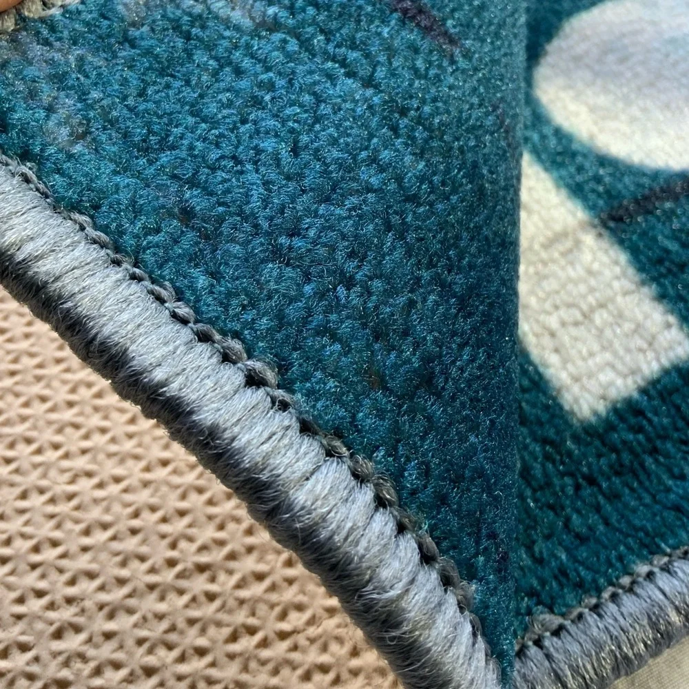 Peppermint & Pine Christmas Santa Accent Rug Non Skid Mat Blue 17.3” X 29.9” - Picture 6 of 7